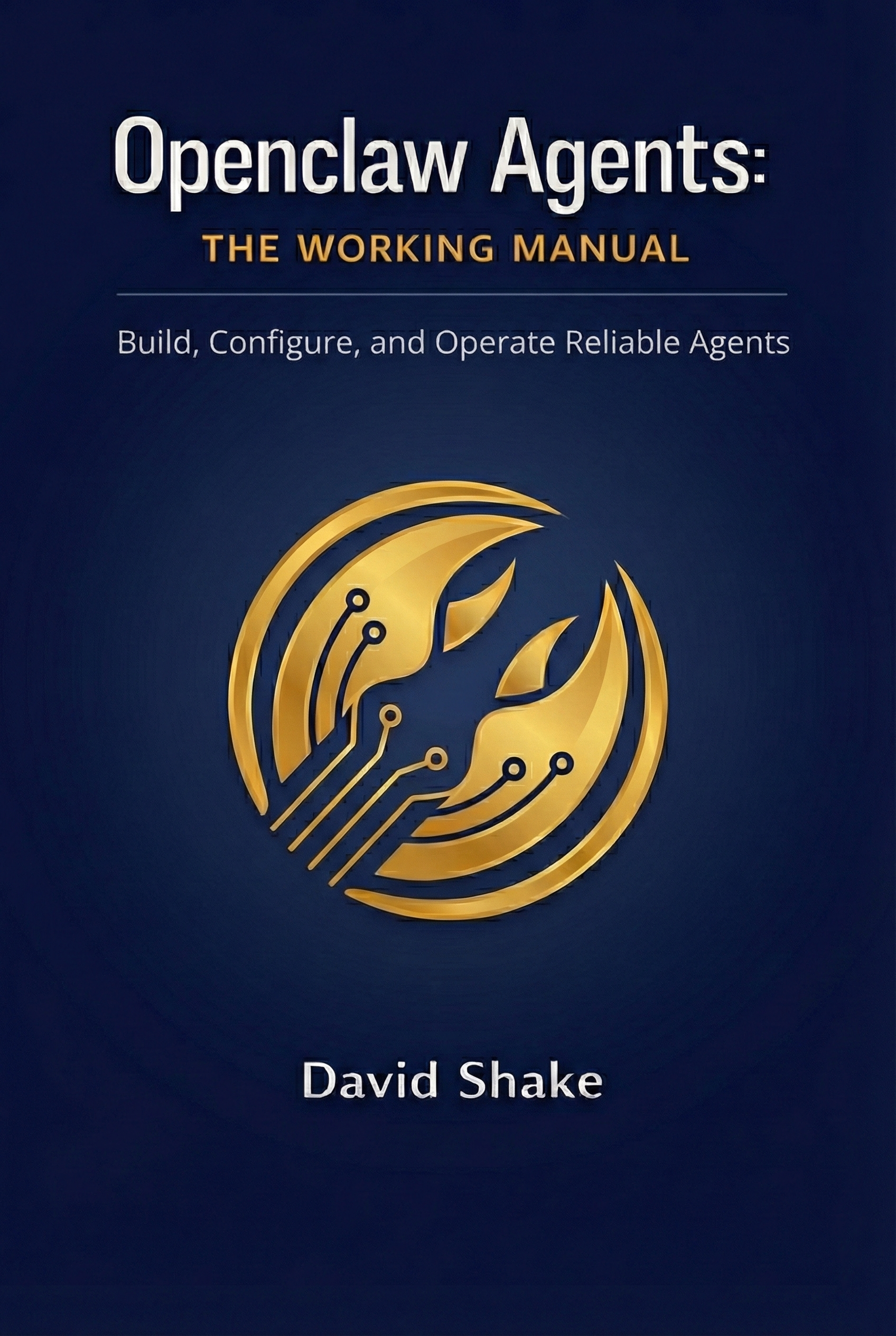 Openclaw Agents: The Working Manual — book cover showing a lightbulb with gears on a deep blue background